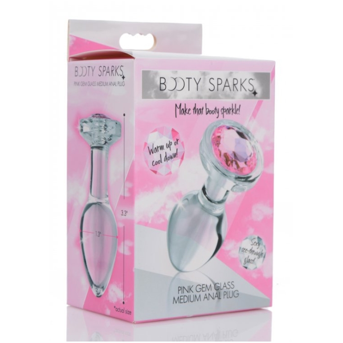 BS PINK GEM GLASS ANAL PLUG - MEDIUM BS PINK GEM GLASS ANAL PLUG - MEDIUM