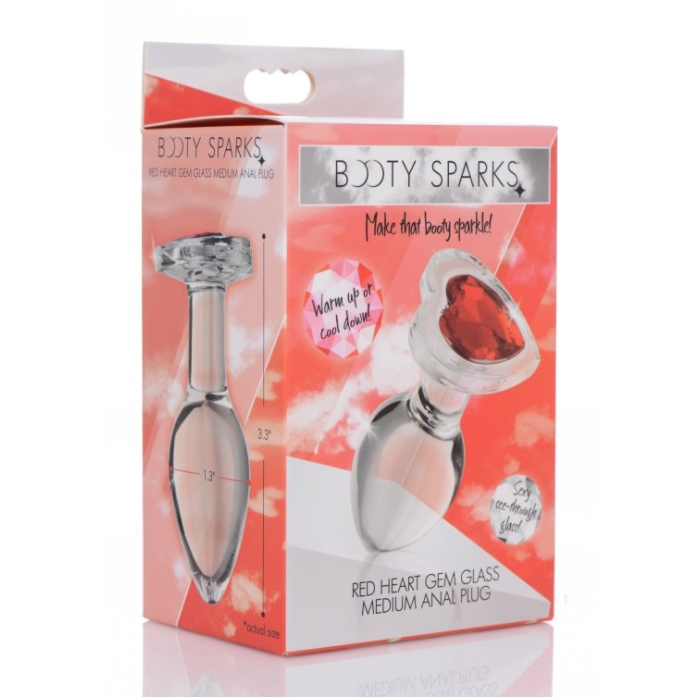 BS RED HEART GEM GLASS ANAL PLUG - MEDIUM BS RED HEART GEM GLASS ANAL PLUG - MEDIUM