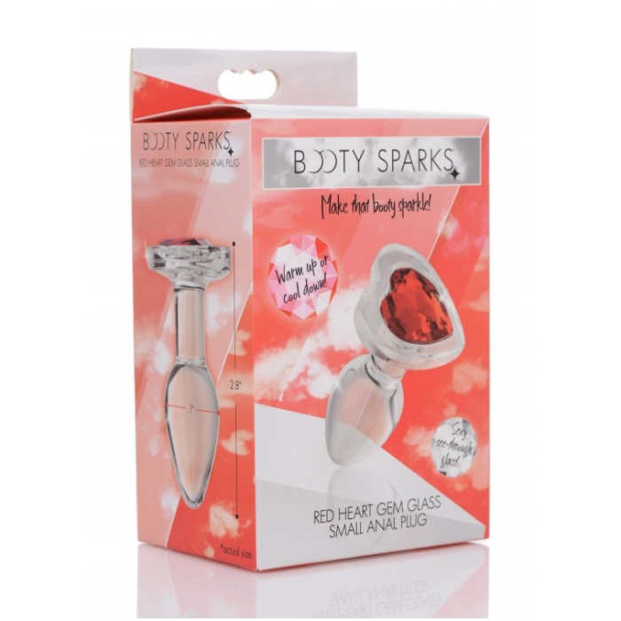 BS RED HEART GEM GLASS ANAL PLUG - SMALL BS RED HEART GEM GLASS ANAL PLUG - SMALL
