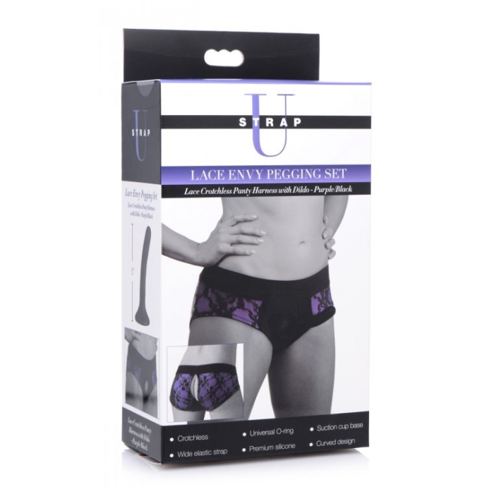 SU LACE ENVY PEGGING SET - PURPLE / BLACK SU LACE ENVY PEGGING SET - PURPLE / BLACK