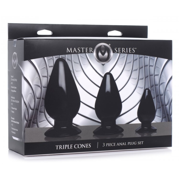 MS TRIPLE CONES 3 PC ANAL PLUG SET - BLACK MS TRIPLE CONES 3 PC ANAL PLUG SET - BLACK