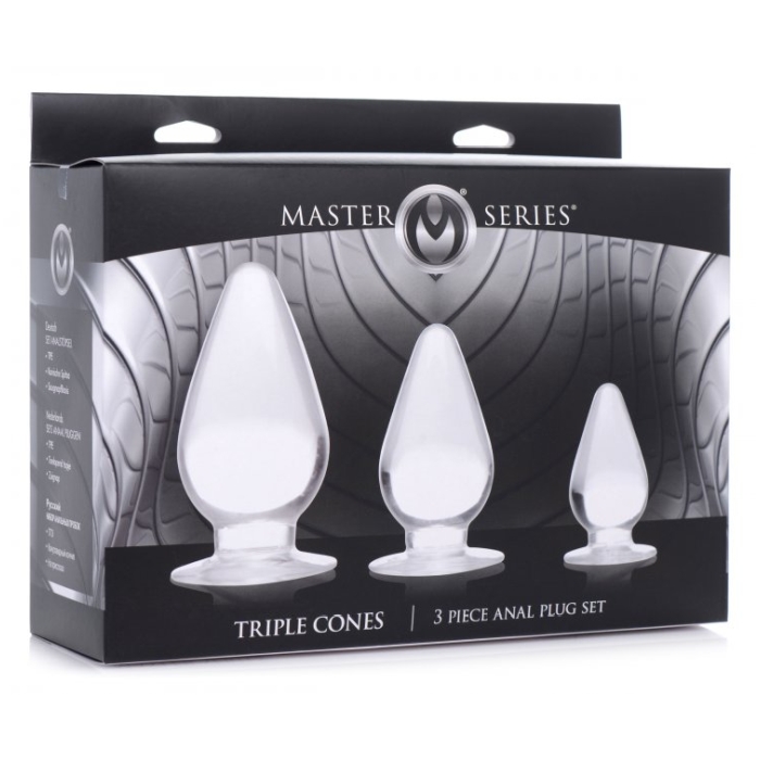 MS TRIPLE CONES 3 PC ANAL PLUG SET - CLEAR MS TRIPLE CONES 3 PC ANAL PLUG SET - CLEAR