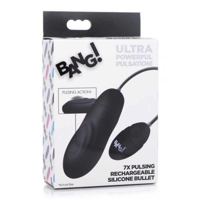 7X PULSING RECHARGEABLE SILICONE BULLET - BLACK 7X PULSING RECHARGEABLE SILICONE BULLET - BLACK