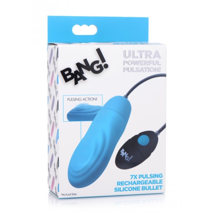 7X PULSING RECHARGEABLE SILICONE BULLET - BLUE 7X PULSING RECHARGEABLE SILICONE BULLET - BLUE