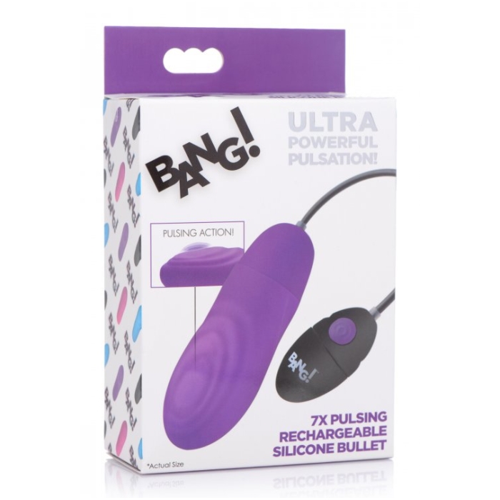 7X PULSING RECHARGEABLE SILICONE BULLET - PURPLE 7X PULSING RECHARGEABLE SILICONE BULLET - PURPLE
