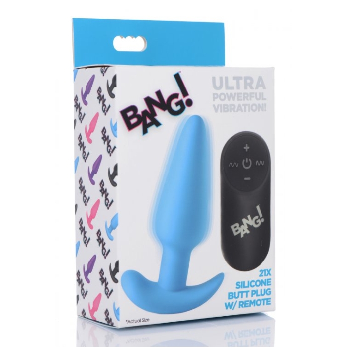 REMOTE CONTROL 21X VIBRATING SILICONE BUTT PLUG - BLUE REMOTE CONTROL 21X VIBRATING SILICONE BUTT PLUG - BLUE