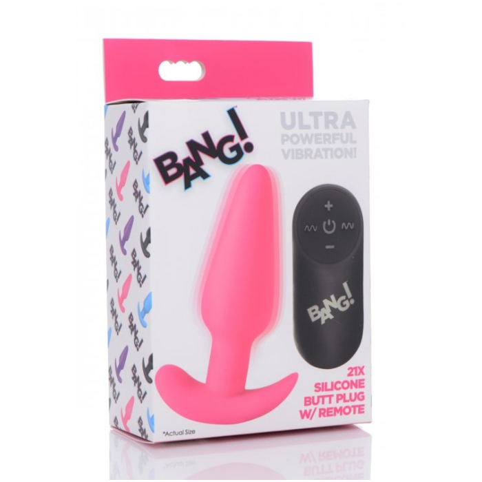 REMOTE CONTROL 21X VIBRATING SILICONE BUTT PLUG - PINK REMOTE CONTROL 21X VIBRATING SILICONE BUTT PLUG - PINK