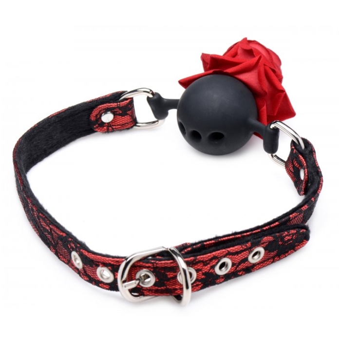MS FULL BLOOM SILICONE BALL GAG WITH ROSE