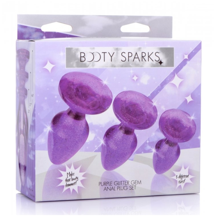GLITTER GEM ANAL PLUG SET - PURPLE GLITTER GEM ANAL PLUG SET - PURPLE