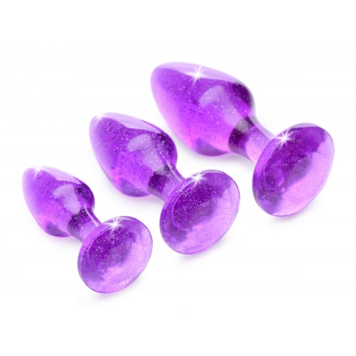 GLITTER GEM ANAL PLUG SET - PURPLE