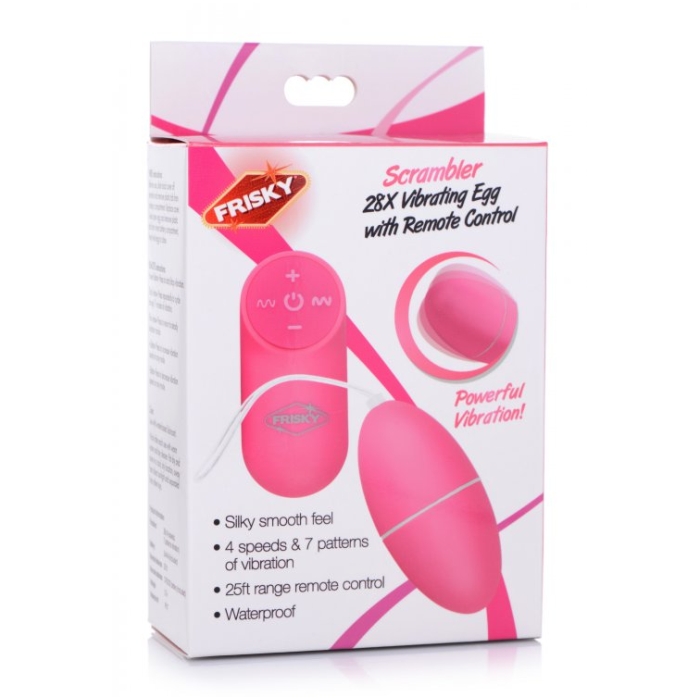 28X SCRAMBLER VIBRATING EGG W/ REMOTE - PINK 28X SCRAMBLER VIBRATING EGG W/ REMOTE - PINK
