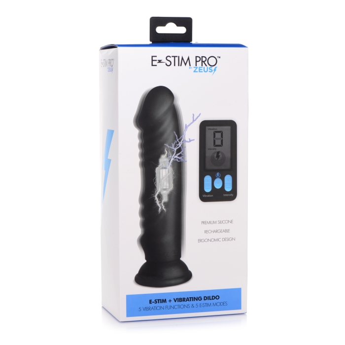 VIBRATING & E-STIM SILICONE DILDO W/ REMOTE VIBRATING & E-STIM SILICONE DILDO W/ REMOTE