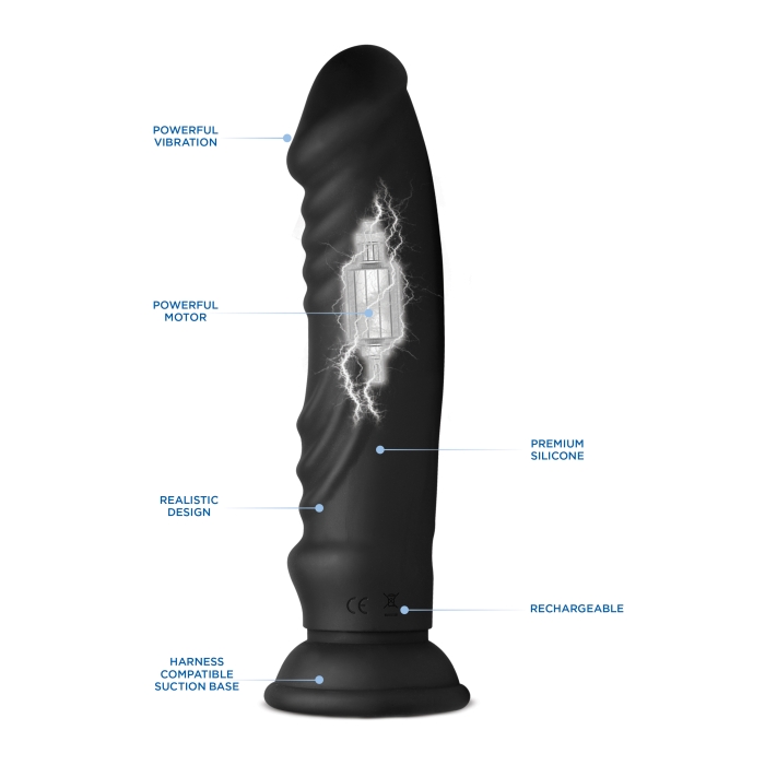 VIBRATING & E-STIM SILICONE DILDO W/ REMOTE