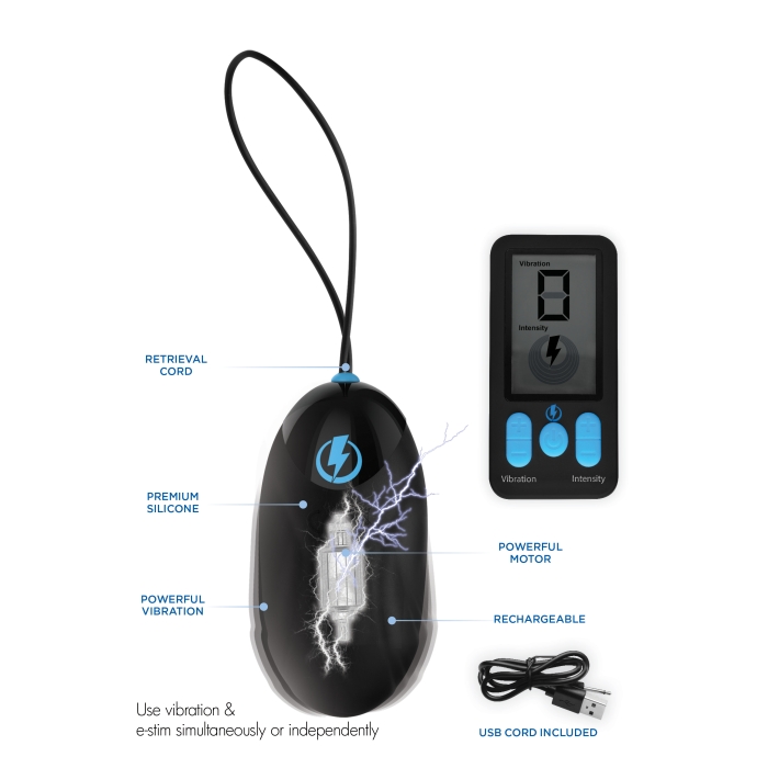E-STIM PRO SILICONE VIBRATING EGG W/ REMOTE CONTROL