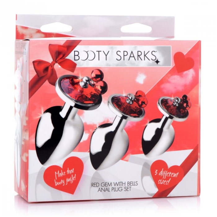 BS RED GEM WITH BELLS ANAL PLUG SET 4" BS RED GEM WITH BELLS ANAL PLUG SET 4"