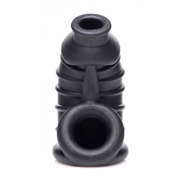 MS DARK CHAMBER SILICONE CHASTITY CAGE - BLACK