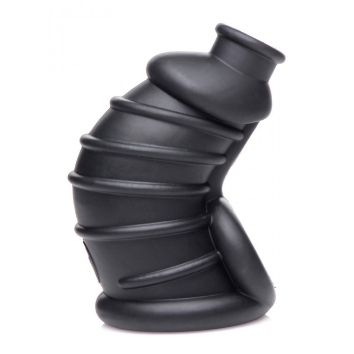MS DARK CHAMBER SILICONE CHASTITY CAGE - BLACK