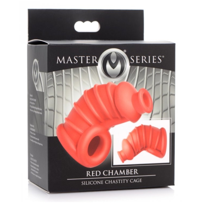 MS RED CHAMBER SILICONE CHASTITY CAGE - RED MS RED CHAMBER SILICONE CHASTITY CAGE - RED