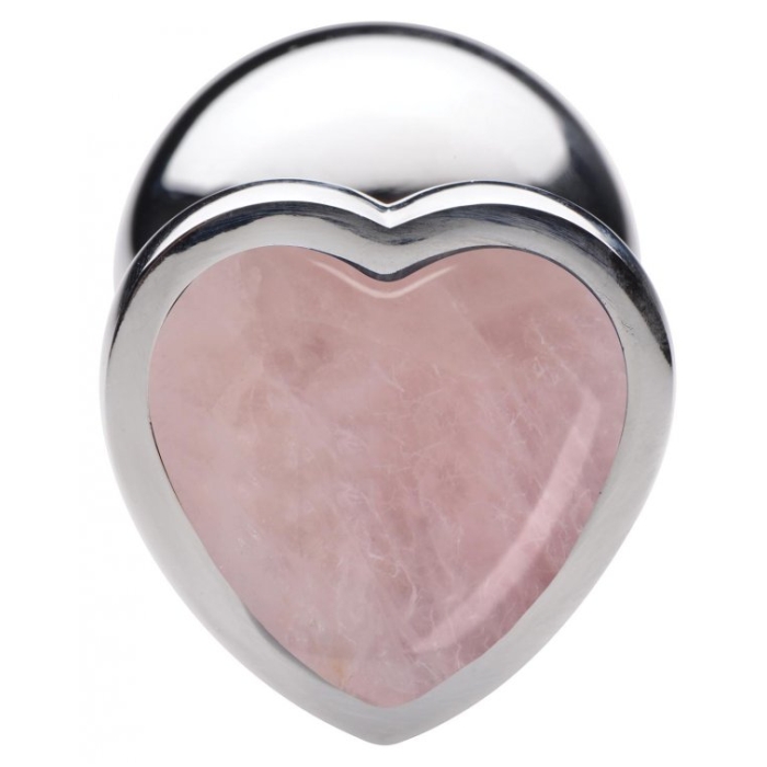 BS GEMSTONES ROSE QUARTZ HEART - LARGE ANAL PLUG