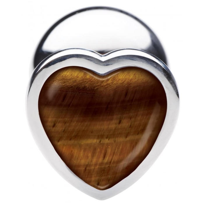 BS GEMSTONES TIGER EYE HEART - LARGE ANAL PLUG