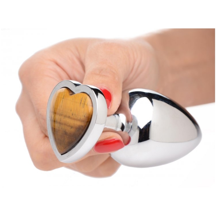 BS GEMSTONES TIGER EYE HEART - LARGE ANAL PLUG