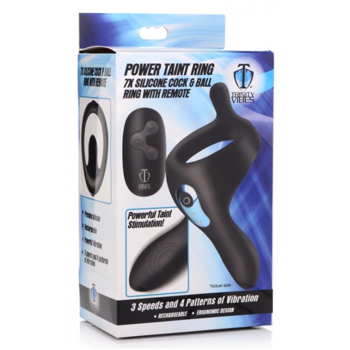 TM POWER TAINT RING 7X SILICONE COCK & BALL RING W/REM TM POWER TAINT RING 7X SILICONE COCK & BALL RING W/REM
