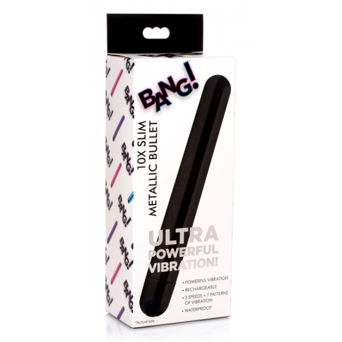 BG 10X SLIM METALLIC BULLET - BLACK - RECHARGEABLE - 6.5" BG 10X SLIM METALLIC BULLET - BLACK - RECHARGEABLE - 6.5"