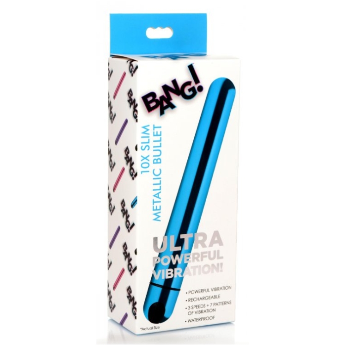 BG 10X SLIM METALLIC BULLET - BLUE - RECHARGEABLE - 6.5" BG 10X SLIM METALLIC BULLET - BLUE - RECHARGEABLE - 6.5"
