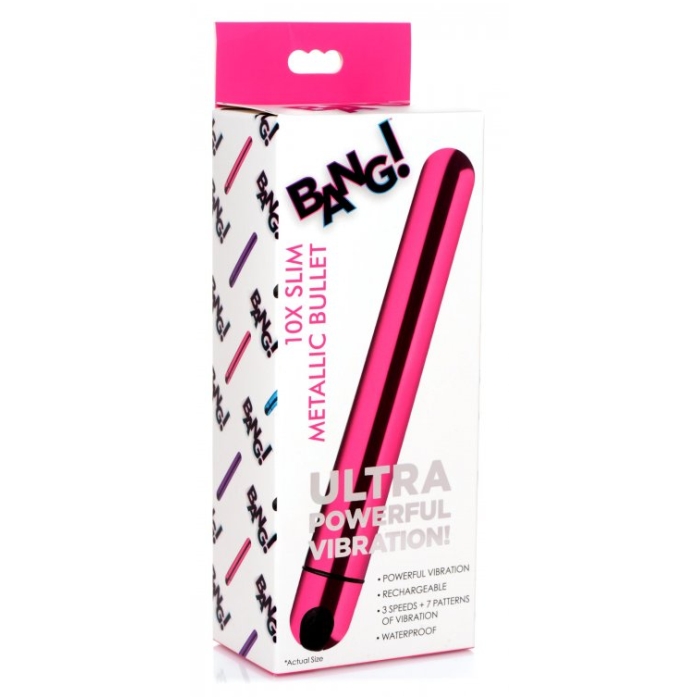 BG 10X SLIM METALLIC BULLET - PINK - RECHARGEABLE - 6.5" BG 10X SLIM METALLIC BULLET - PINK - RECHARGEABLE - 6.5"
