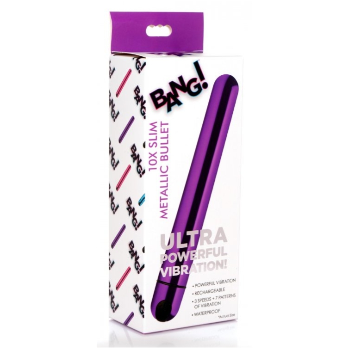 BG 10X SLIM METALLIC BULLET - PURPLE - RECHARGEABLE - 6.5 BG 10X SLIM METALLIC BULLET - PURPLE - RECHARGEABLE - 6.5