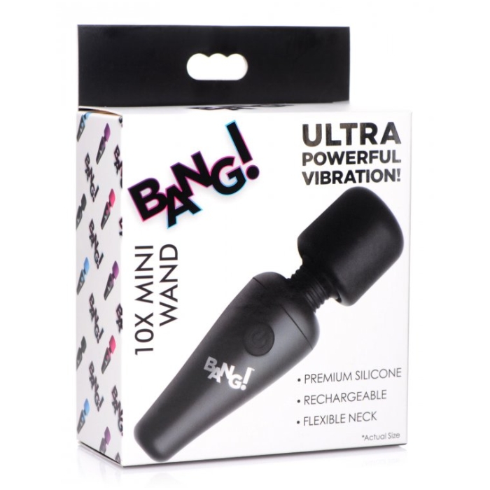 BG 10X VIBRATING MINI SILICONE WAND - BLACK - RECHARGEABLE - 4" BG 10X VIBRATING MINI SILICONE WAND - BLACK - RECHARGEABLE - 4"