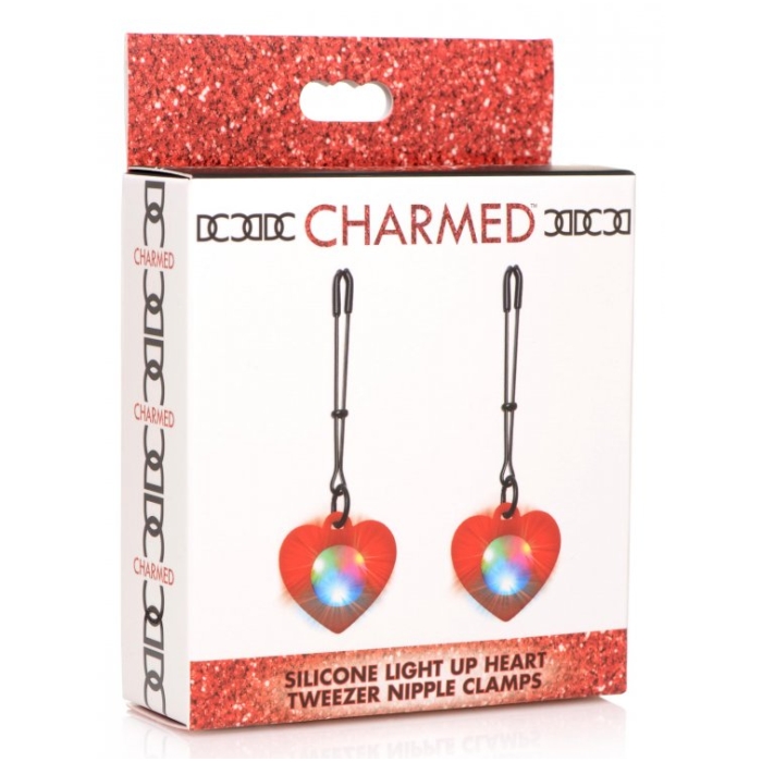 CH SILICONE LIGHT UP HEART TWEEZER NIPPLE CLAMPS 4.5" CH SILICONE LIGHT UP HEART TWEEZER NIPPLE CLAMPS 4.5"