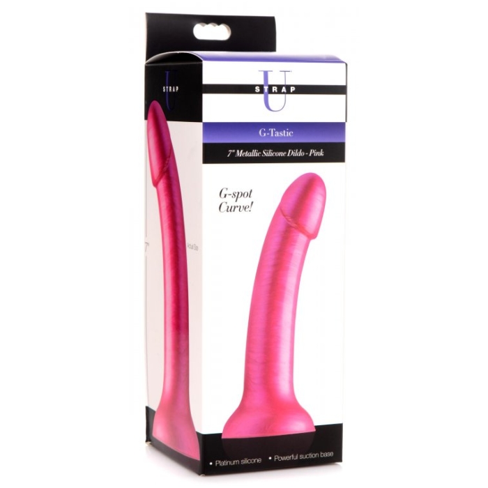 SU G-STATIC 7" METALLIC SILICONE DILDO - PINK SU G-STATIC 7" METALLIC SILICONE DILDO - PINK