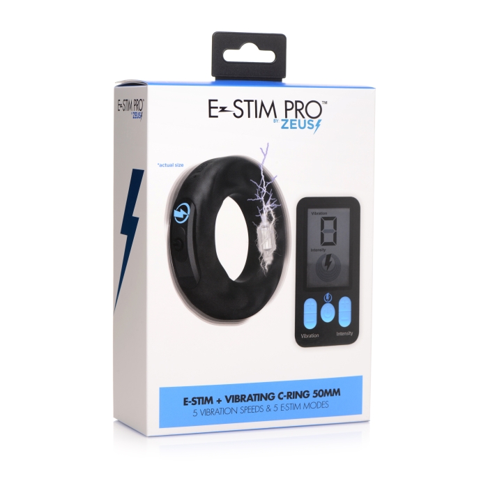 VIBRATING & E-STIM SILICONE COCK RING W/ RC 50MM VIBRATING & E-STIM SILICONE COCK RING W/ RC 50MM