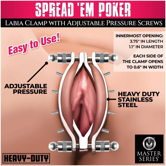 MS SPREAD 'EM POKER LABIA CLAMP W/ADJUSTABLE PRESS SCR