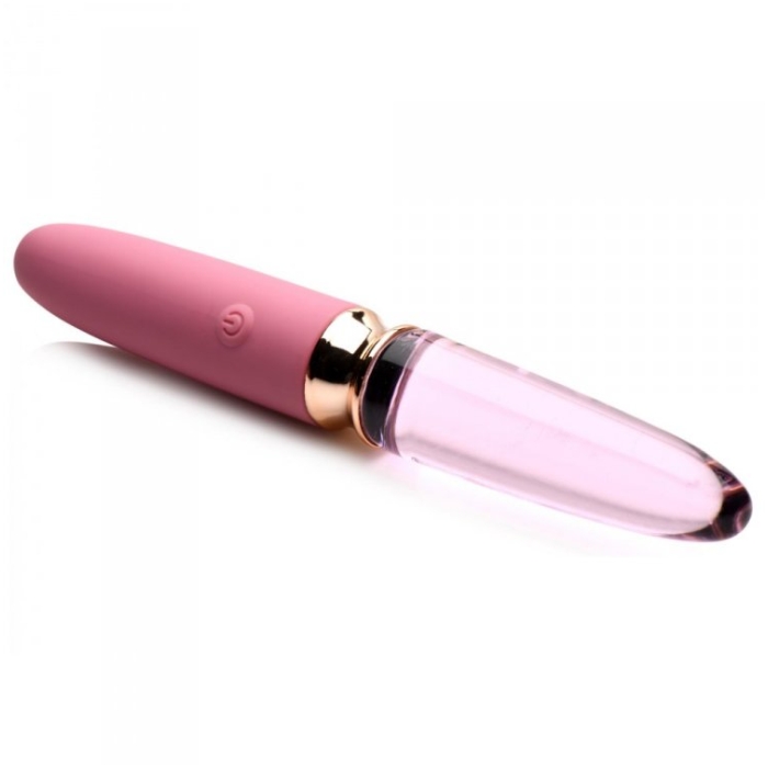 PR VIBRA-GLASS 10X ROSE DUAL ENDED SMOOTH SILI/GLASS V