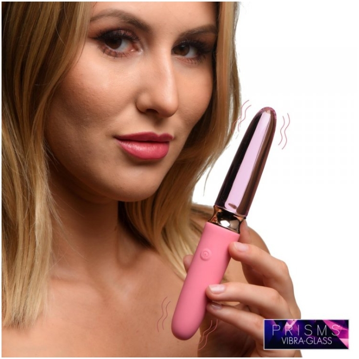 PR VIBRA-GLASS 10X ROSE DUAL ENDED SMOOTH SILI/GLASS V