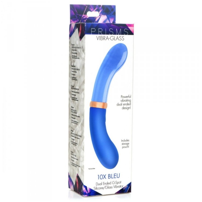 PR VIBRA-GLASS 10X BLEU DUAL ENDED G-SPOT SILI/GLASS V PR VIBRA-GLASS 10X BLEU DUAL ENDED G-SPOT SILI/GLASS V