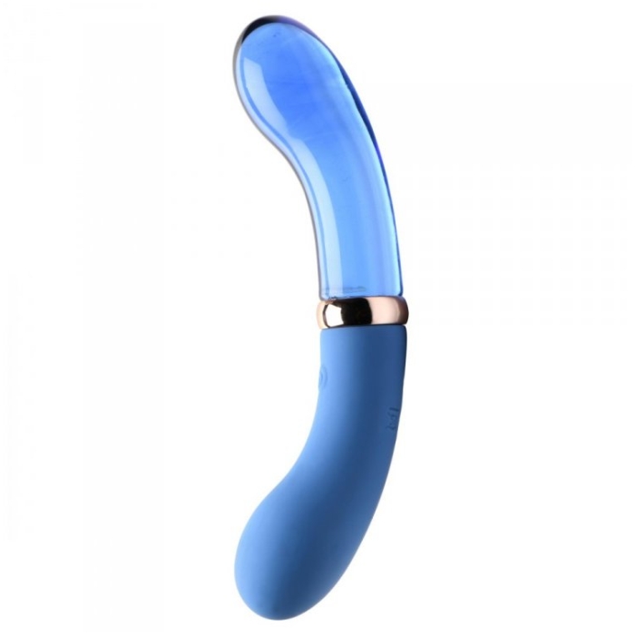 PR VIBRA-GLASS 10X BLEU DUAL ENDED G-SPOT SILI/GLASS V