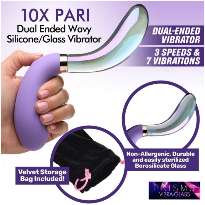 PR VIBRA-GLASS 10X PARI DUAL ENDED WAVY SILI/GLASS V