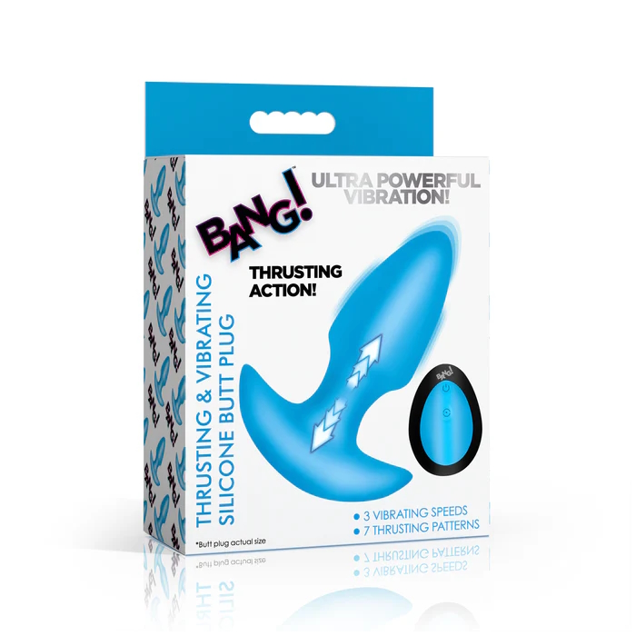 THRUSTING BUTT PLUG VIBE BLUE SILICONE